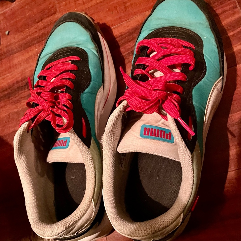 Puma Aqua and Crimson Athletic Shoes